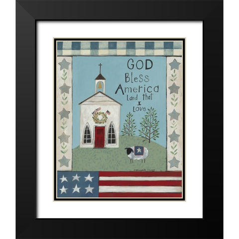 God Bless America Black Modern Wood Framed Art Print with Double Matting by Deming, Bernadette