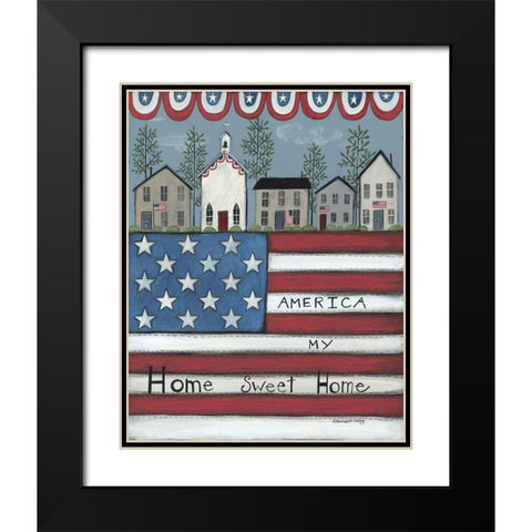 America My Home Sweet Home Black Modern Wood Framed Art Print with Double Matting by Deming, Bernadette