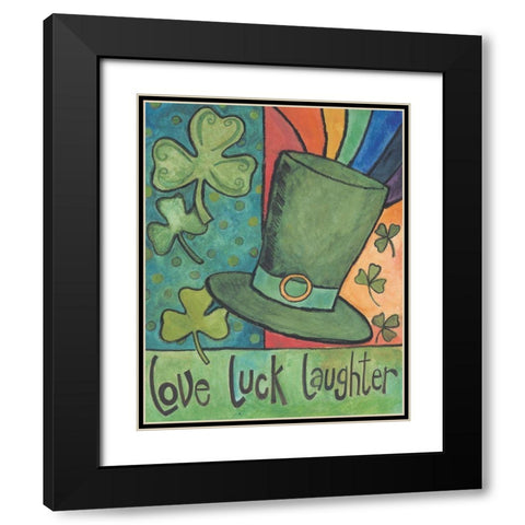 Love-Luck-Laughter Black Modern Wood Framed Art Print with Double Matting by Deming, Bernadette