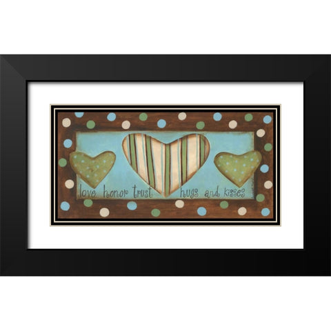 Hugs and Kisses Black Modern Wood Framed Art Print with Double Matting by Deming, Bernadette