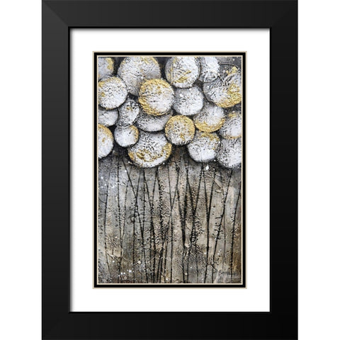 Bubble Trees in White Black Modern Wood Framed Art Print with Double Matting by Hallowell, Britt