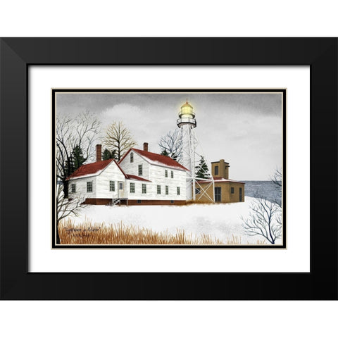 Lighthouse in Winter          Black Modern Wood Framed Art Print with Double Matting by Jacobs, Billy