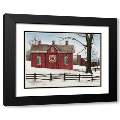 Lovers Knot Quilt Block Barn  Black Modern Wood Framed Art Print with Double Matting by Jacobs, Billy