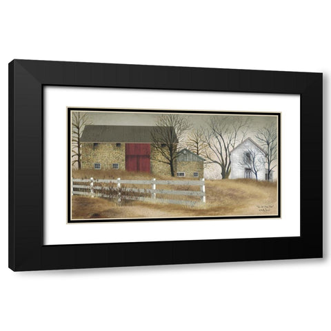 Old Stone Barn Black Modern Wood Framed Art Print with Double Matting by Jacobs, Billy