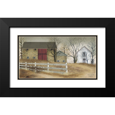 Old Stone Barn Black Modern Wood Framed Art Print with Double Matting by Jacobs, Billy