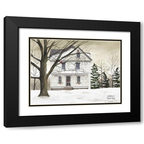 Winter Porch Black Modern Wood Framed Art Print with Double Matting by Jacobs, Billy
