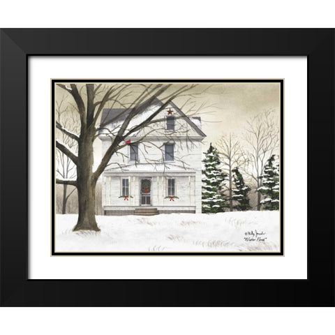 Winter Porch Black Modern Wood Framed Art Print with Double Matting by Jacobs, Billy