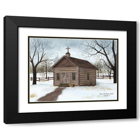 Little Brown Church Black Modern Wood Framed Art Print with Double Matting by Jacobs, Billy