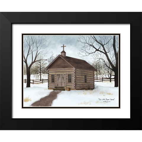 Little Brown Church Black Modern Wood Framed Art Print with Double Matting by Jacobs, Billy
