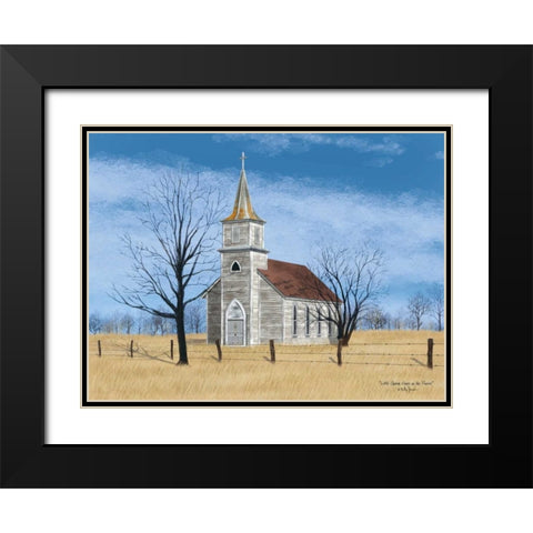 Little Church on the Prairie Black Modern Wood Framed Art Print with Double Matting by Jacobs, Billy