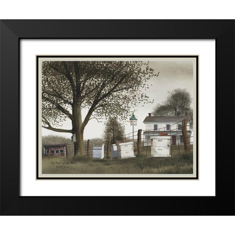 Birds and Bees            Black Modern Wood Framed Art Print with Double Matting by Jacobs, Billy