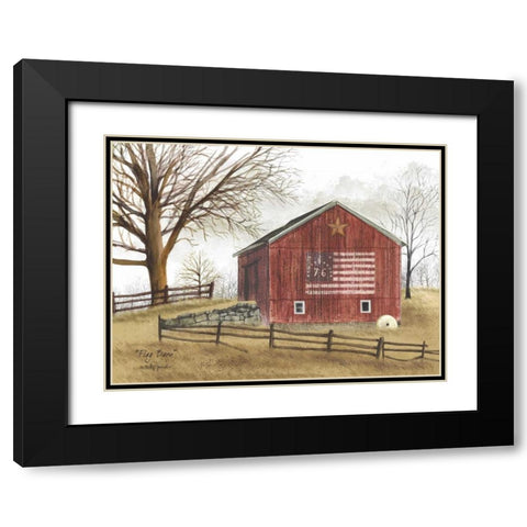 Flag Barn Black Modern Wood Framed Art Print with Double Matting by Jacobs, Billy