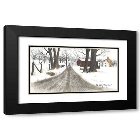 The Wintery Road Home Black Modern Wood Framed Art Print with Double Matting by Jacobs, Billy