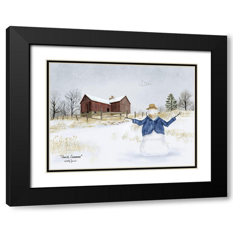 Amish Snowman Black Modern Wood Framed Art Print with Double Matting by Jacobs, Billy