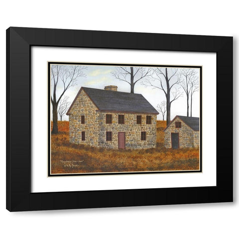 Pennsylvania Stone House Black Modern Wood Framed Art Print with Double Matting by Jacobs, Billy