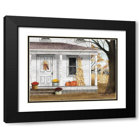 Autumn Greetings Black Modern Wood Framed Art Print with Double Matting by Jacobs, Billy