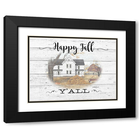 Happy Fall YAll Black Modern Wood Framed Art Print with Double Matting by Jacobs, Billy