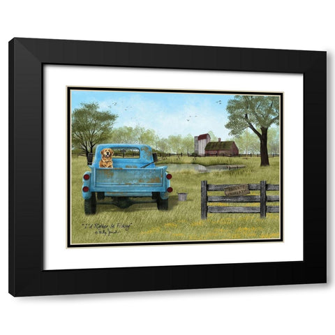 Id Rather be Fishing Black Modern Wood Framed Art Print with Double Matting by Jacobs, Billy