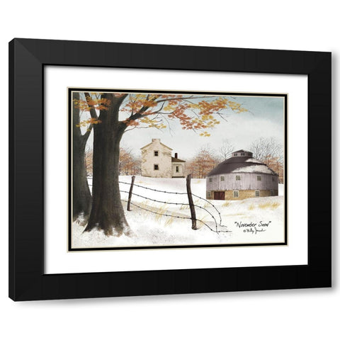 November Snow Black Modern Wood Framed Art Print with Double Matting by Jacobs, Billy