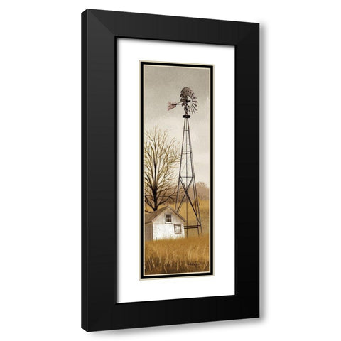 Windmill Black Modern Wood Framed Art Print with Double Matting by Jacobs, Billy
