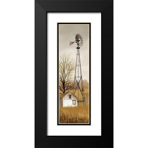 Windmill Black Modern Wood Framed Art Print with Double Matting by Jacobs, Billy