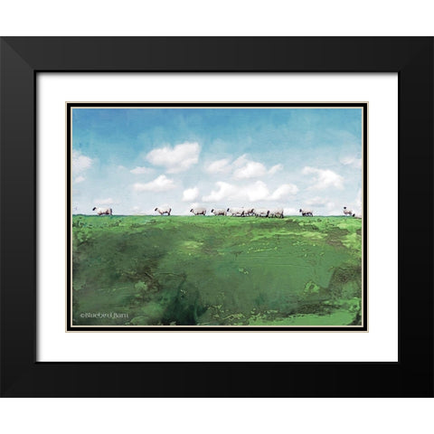 Distant Hillside Sheep by Day     Black Modern Wood Framed Art Print with Double Matting by Bluebird Barn