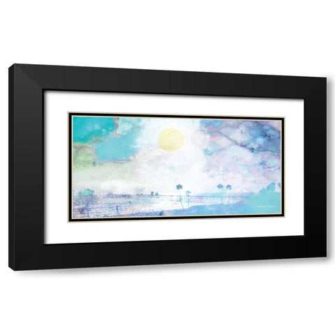 Palm Beach in Blue Black Modern Wood Framed Art Print with Double Matting by Bluebird Barn