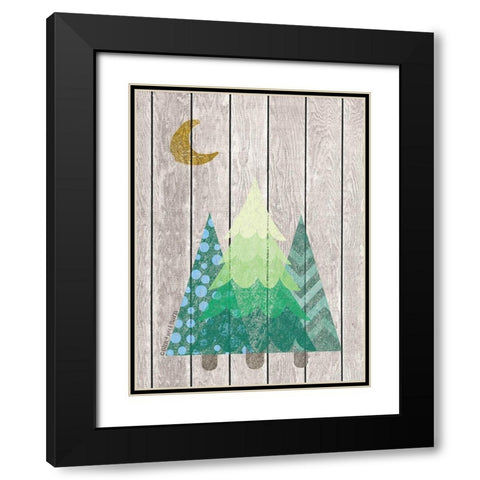 Whimsical Trees Under the Moon Black Modern Wood Framed Art Print with Double Matting by Bluebird Barn
