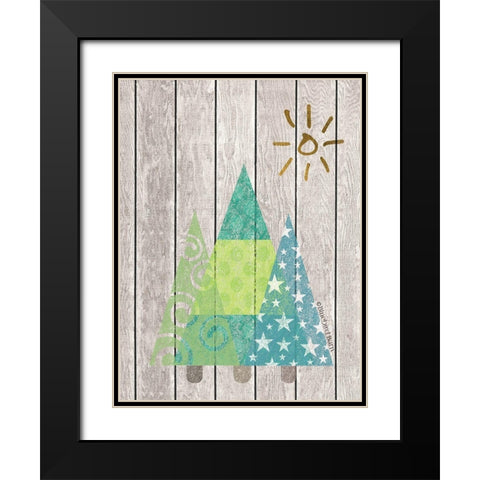 Whimsical Trees Under the Sun Black Modern Wood Framed Art Print with Double Matting by Bluebird Barn