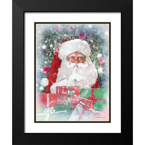 Snowy Secret Santa Black Modern Wood Framed Art Print with Double Matting by Bluebird Barn