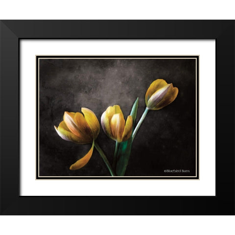Contemporary Floral Tulips Black Modern Wood Framed Art Print with Double Matting by Bluebird Barn