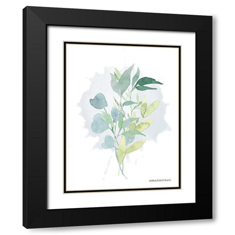 Watercolor Greenery Series II  Black Modern Wood Framed Art Print with Double Matting by Bluebird Barn