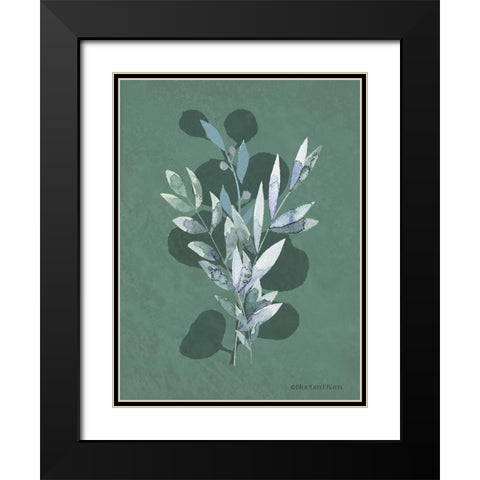 Watercolor Greenery Series Dark I      Black Modern Wood Framed Art Print with Double Matting by Bluebird Barn