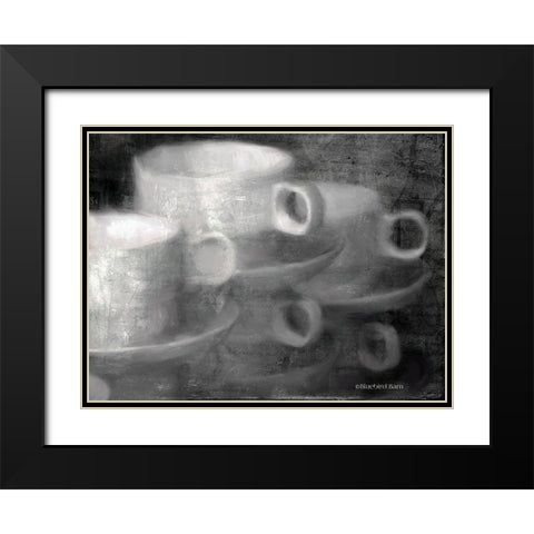 Stacked Coffee Cups  Black Modern Wood Framed Art Print with Double Matting by Bluebird Barn