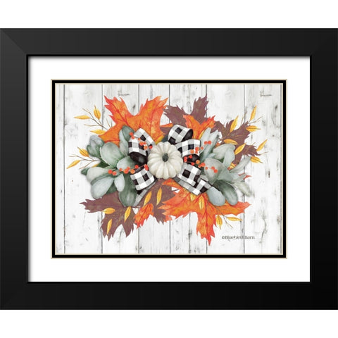 White Pumpkin Swag Black Modern Wood Framed Art Print with Double Matting by Bluebird Barn