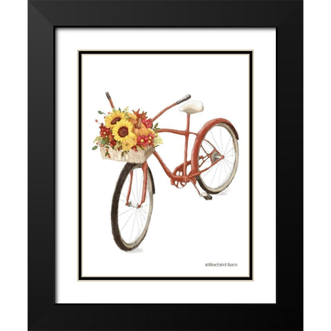 Fall Bike Black Modern Wood Framed Art Print with Double Matting by Bluebird Barn