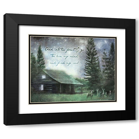 Into the Forest I Go Black Modern Wood Framed Art Print with Double Matting by Bluebird Barn