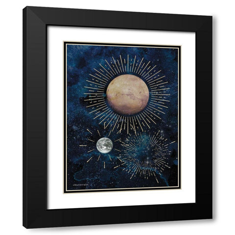 Gold Celestial Rays I Black Modern Wood Framed Art Print with Double Matting by Bluebird Barn