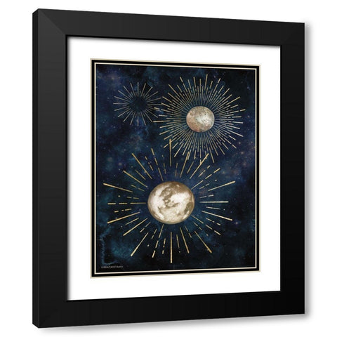 Gold Celestial Rays IV Black Modern Wood Framed Art Print with Double Matting by Bluebird Barn
