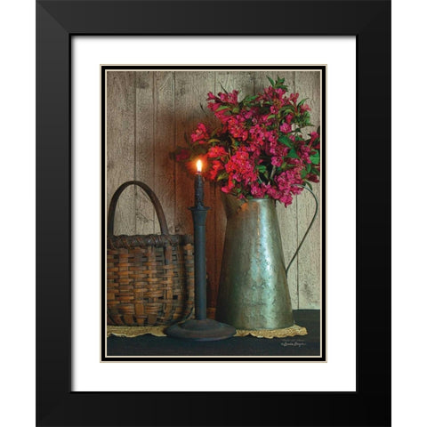 Basket and Blossoms Black Modern Wood Framed Art Print with Double Matting by Boyer, Susie
