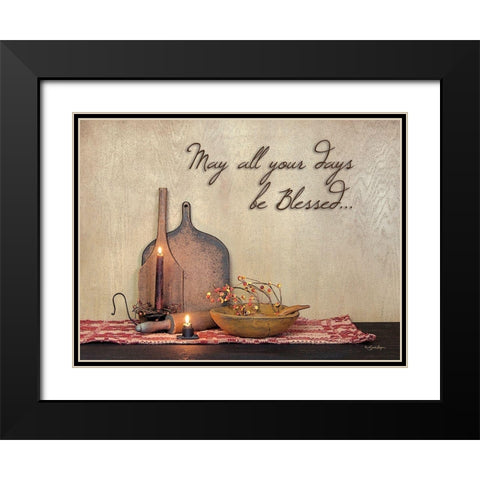May All Your Days be Blessed Black Modern Wood Framed Art Print with Double Matting by Boyer, Susie
