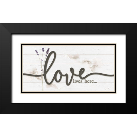 Love Lives Here Black Modern Wood Framed Art Print with Double Matting by Boyer, Susie