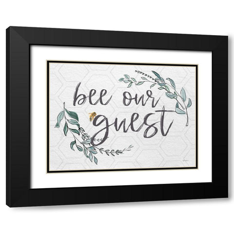 Bee Our Guest   Black Modern Wood Framed Art Print with Double Matting by Boyer, Susie