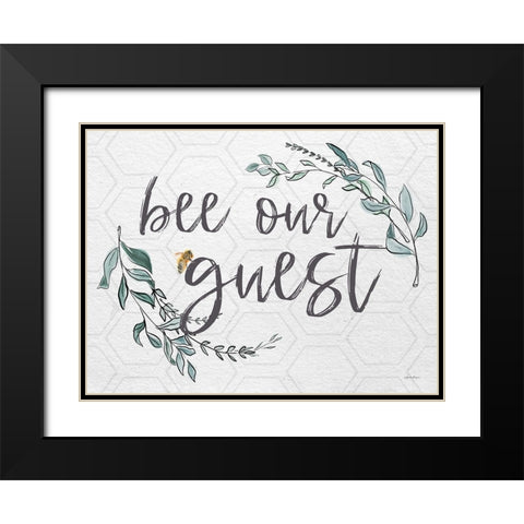Bee Our Guest   Black Modern Wood Framed Art Print with Double Matting by Boyer, Susie