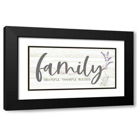 Family - Grateful-Thankful-Blessed Black Modern Wood Framed Art Print with Double Matting by Boyer, Susie