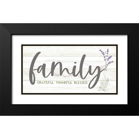 Family - Grateful-Thankful-Blessed Black Modern Wood Framed Art Print with Double Matting by Boyer, Susie