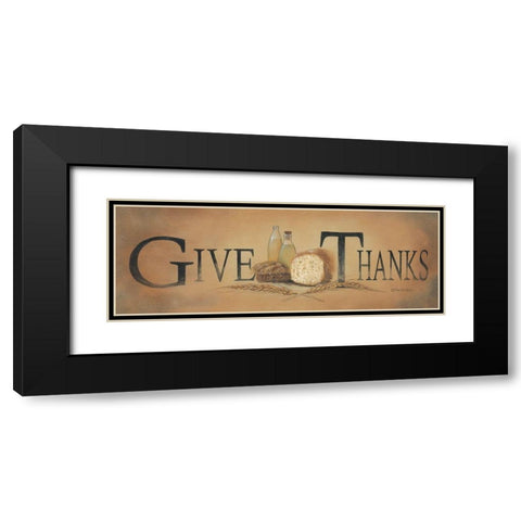 Give Thanks Black Modern Wood Framed Art Print with Double Matting by Britton, Pam