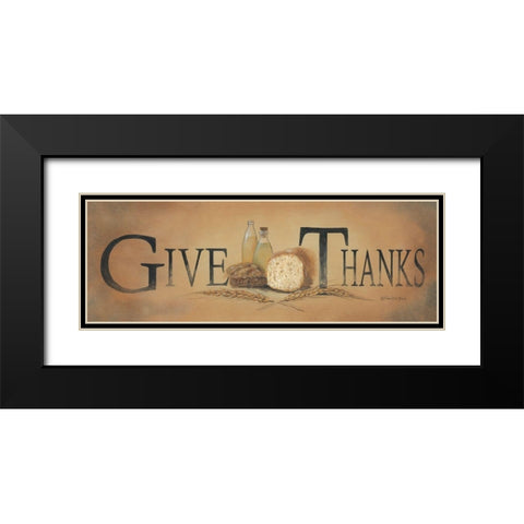 Give Thanks Black Modern Wood Framed Art Print with Double Matting by Britton, Pam