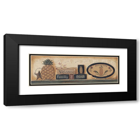 Welcome Family And Friends Black Modern Wood Framed Art Print with Double Matting by Britton, Pam