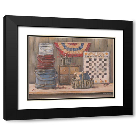 God Bless America Black Modern Wood Framed Art Print with Double Matting by Britton, Pam